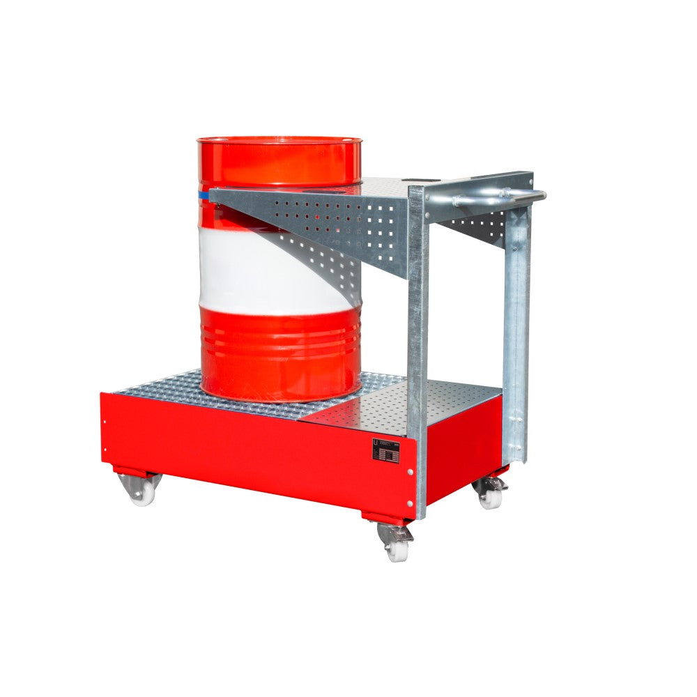 Bauer LPW 200-4 Mobilt uppsamlingskärl med perforerad verktygstavla för ett 200 liters fat